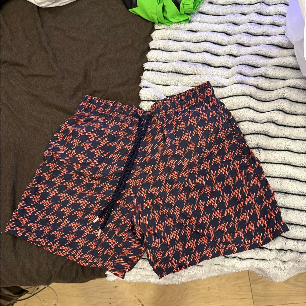 Navy and Red Vilebrequin Patterned Shorts